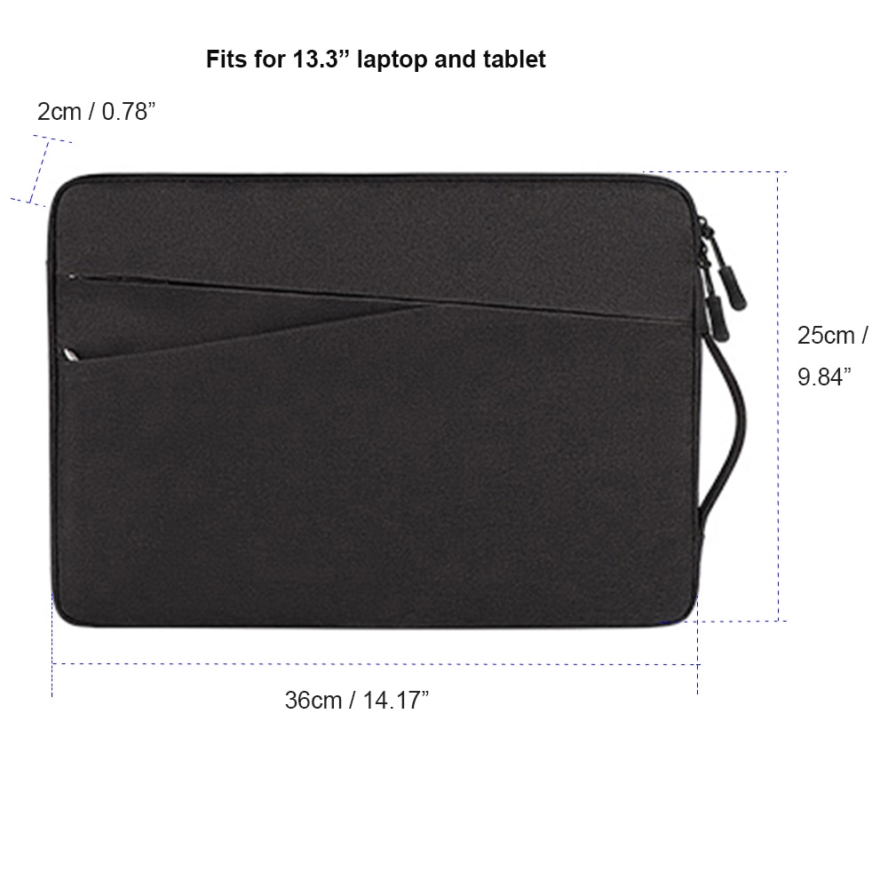 Husa pentru laptop, Poliester/Bumbac/Catifea, Rezistenta la apa, Compatibil cu laptop 13.3", Negru