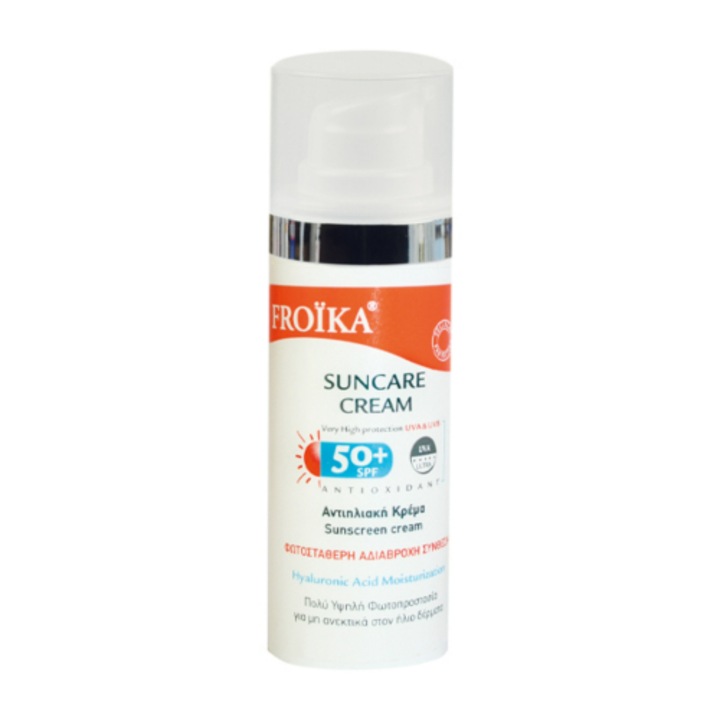 Crema de protectie solara Froika Suncare SPF 50, 50ml, pentru piele sensibila, rezistenta la apa
