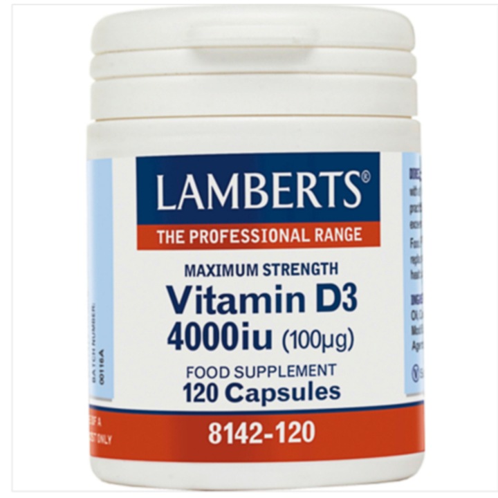 Vitamina D3, Lamberts, 4000 UI, 120 capsule