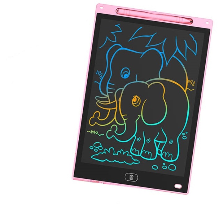 Tableta grafica cu display LCD, rescriptibila, buton de stergere, 12 inch, Roz