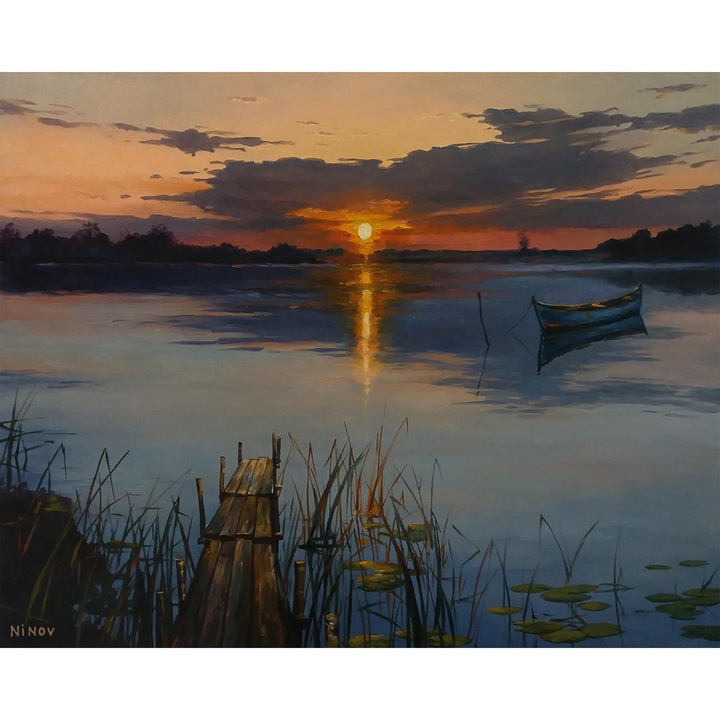 Set de broderie cu diamante ITA ART, In tacerea apusului, 40x50cm, Multicolor