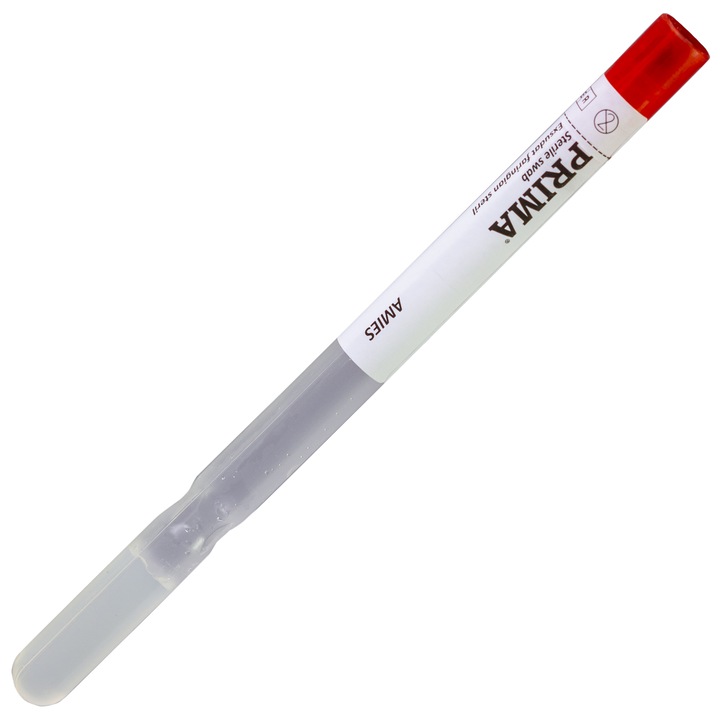 Exsudat faringian PRIMA, steril, cu mediu AMIES, in tub O 12x150 mm, cu eticheta, 100 buc