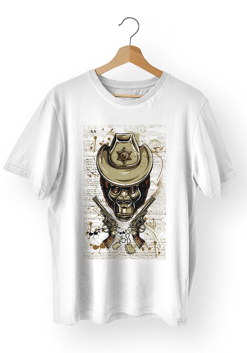 Tricou Barbati 549-Rugged sheriff, Bumbac, Alb, M