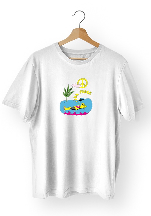 Tricou Barbati 560-Peace, Bumbac, Alb, XXL