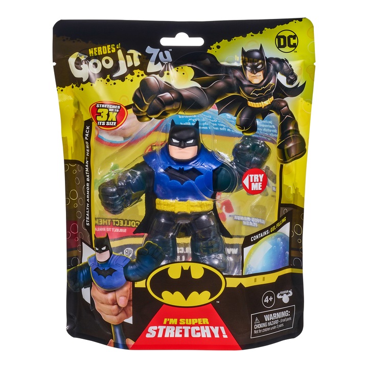 Elasztikus figura Goo Jit Zu DC S4 Stealth Armor Batman, 12 cm, 41382-41383