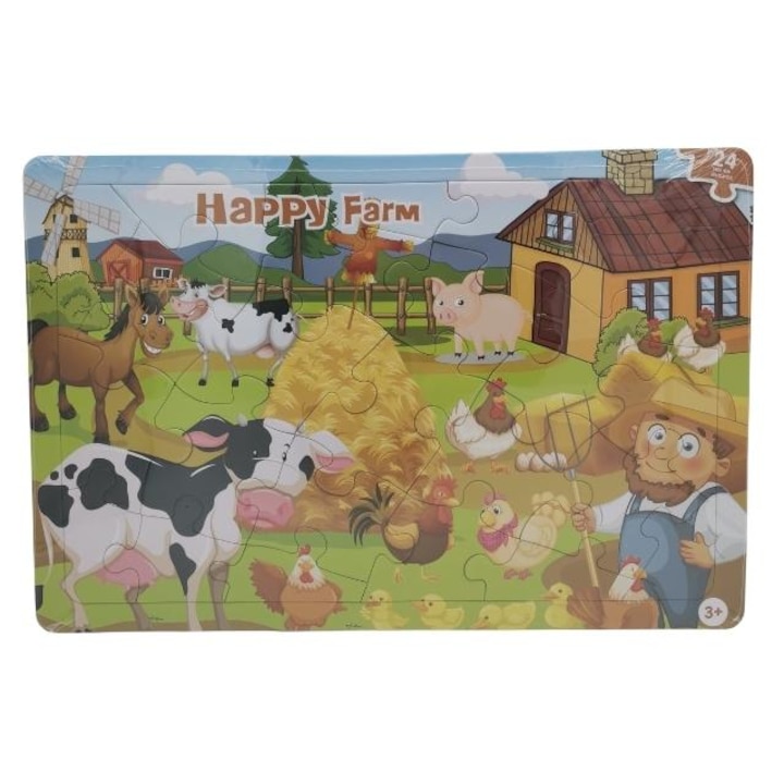 Пъзел happy animal farm, С големи части, 24 части, 42см х 28см