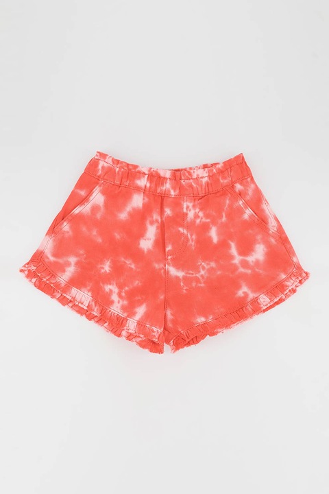 United Colors of Benetton, Pantaloni scurti cu imprimeu tie-dye si buzunare oblice, Alb/Coral