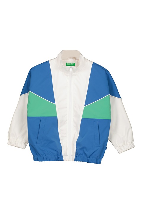 United Colors of Benetton, Colorblock dizájnú dzseki ferde zsebekkel, Fehér/Zöld/Kék