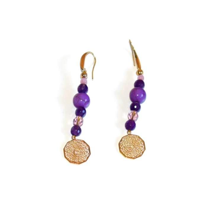 Cercei jad, howlit si ametist 7cm