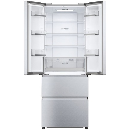 Хладилник Side by Side Haier HFR5719ENMG, 446 л, Total No Frost, Display touch, My zone plus, Сгъваема стойка за вино, Class E, H 190 см, Gentle Silver