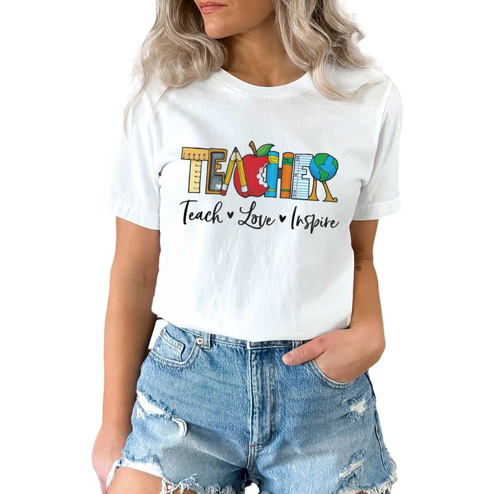 Tricou Alb Teach Inspire M INTL