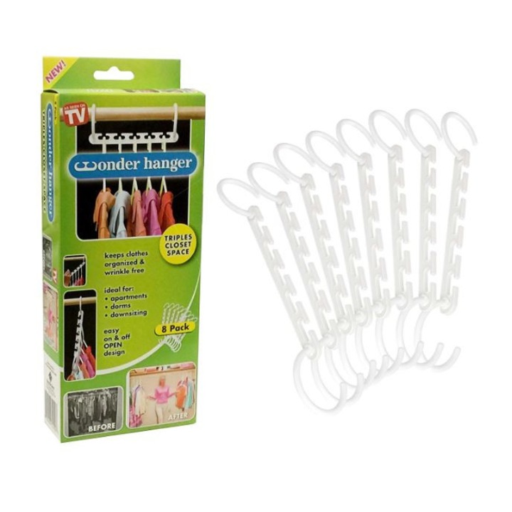 Set 8x Umerase, organizatoare haine, economisire 50% spatiu
