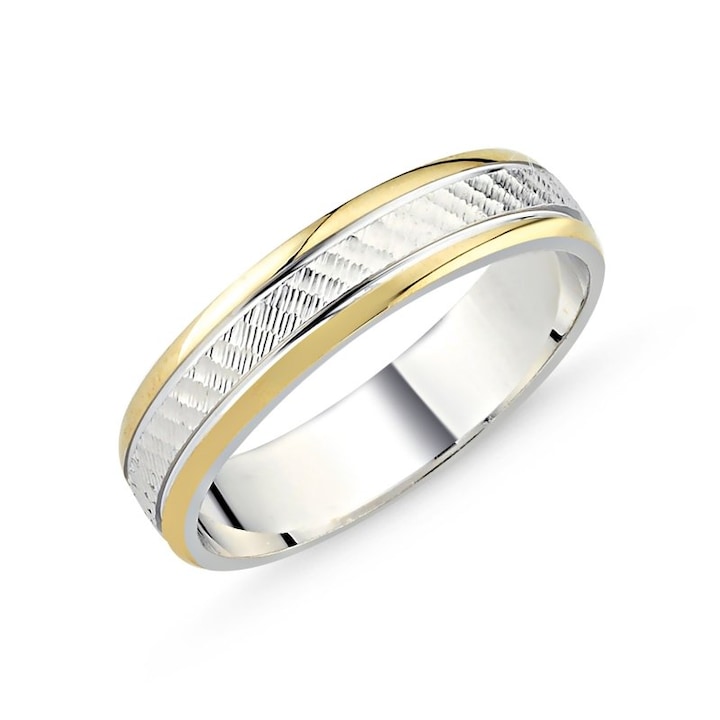 Сребърен пръстен със златни ивици 16608
