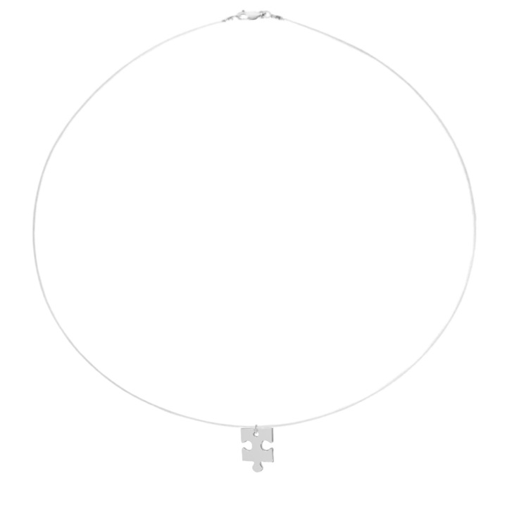 Colier fir transparent cu pandantiv Puzzle din Argint 925, reglabil 38-41 cm