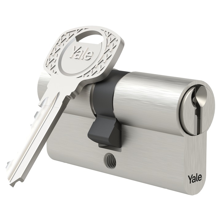 Cilindru siguranta standard Yale seria 500 GM, alama, 3 chei frezate, 5 pini, nichelat, 40 x 50 mm