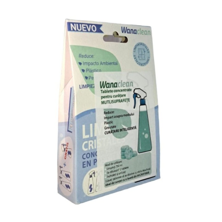 Концентрирани екологични таблетки за почистване на различни повърхности, Wana Clean, комплект от 6 броя