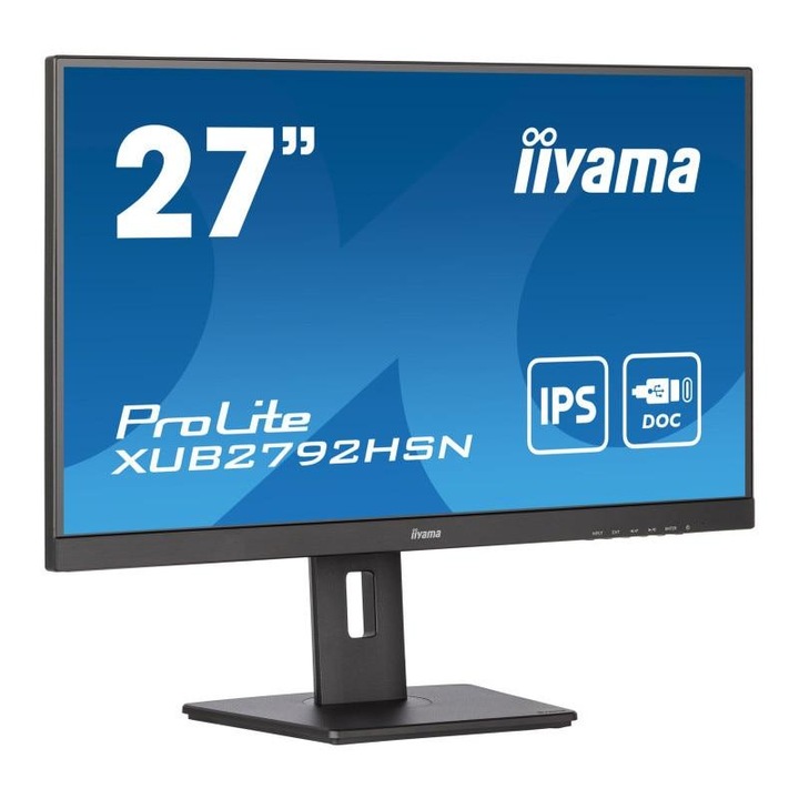 Монитор IIYAMA XUB2792HSN-B5 27'', IPS LED Panel, 3-side borderless, Anti Glare, 16:9, 1920 x1080, 250cd/m2, 1000:1, 80M:1, 4ms, HDMI, DisplayPort, USB-C, 2x USB, DP Out, LAN, HDCP, Blue light reducer, Flicker free, Speakers, HAS, Swivel, Pi XUB2792HSN-B5
