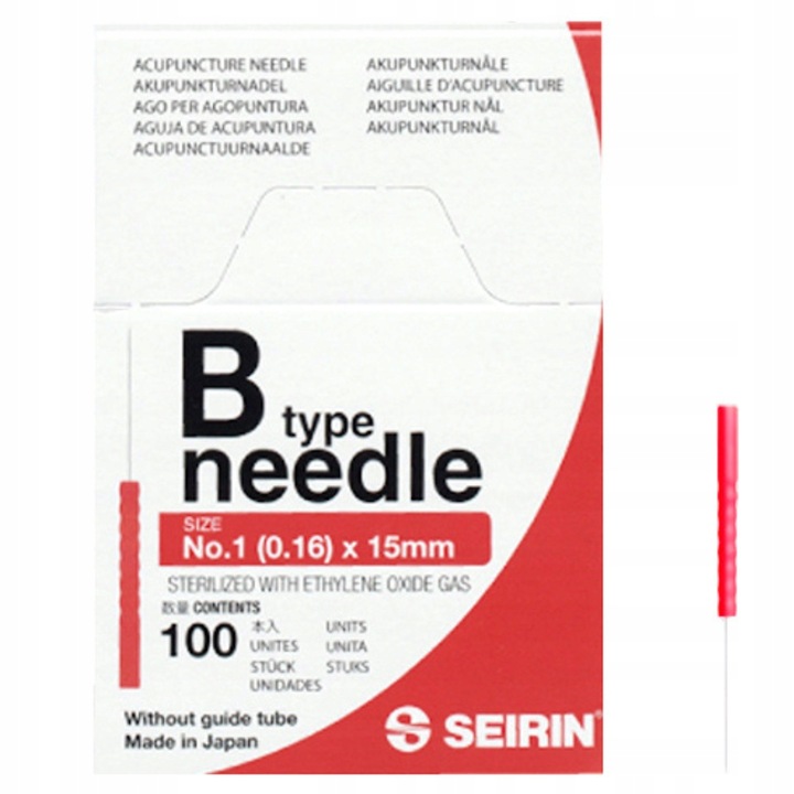 Set 100 ace acupunctura Seirin plastic 0.16 x 15 mm rosu/alb, sterile, de unica folosinta, profesionale, precise, confortabile pentru terapie acupunctura