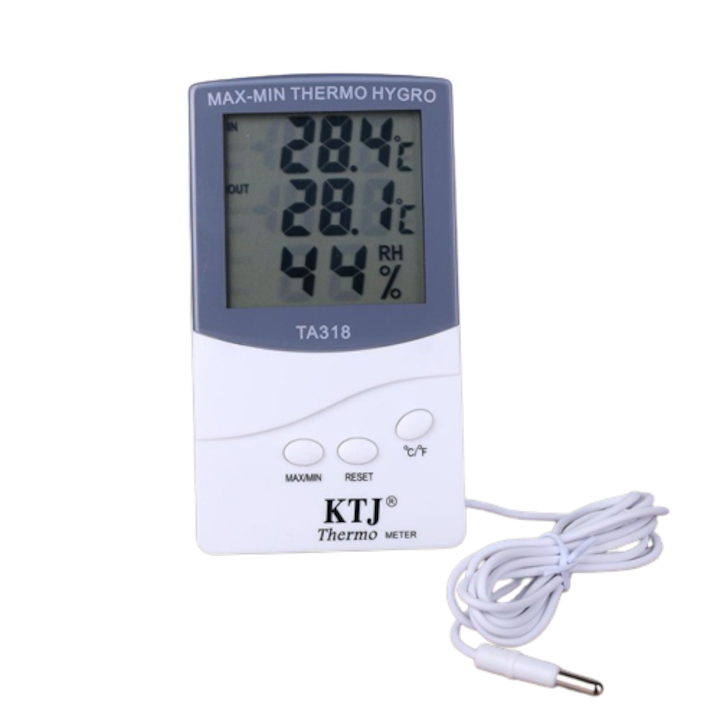 Termometru Higrometru Digital de Camera, Ecran LCD, Termometru -50˚C - 70˚C, Higrometru: 25%RH - 98%RH, Design Modern, Alb