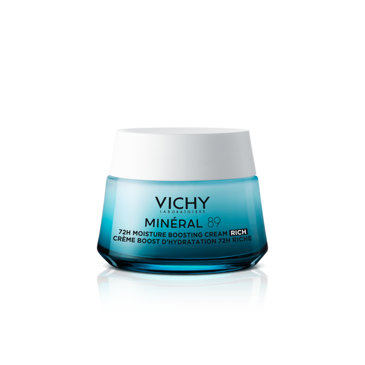 Vichy Mineral 89 intenzív hidratáló krém 72H, hialuronsavval és niacinamiddal száraz bőrre, 50 ml