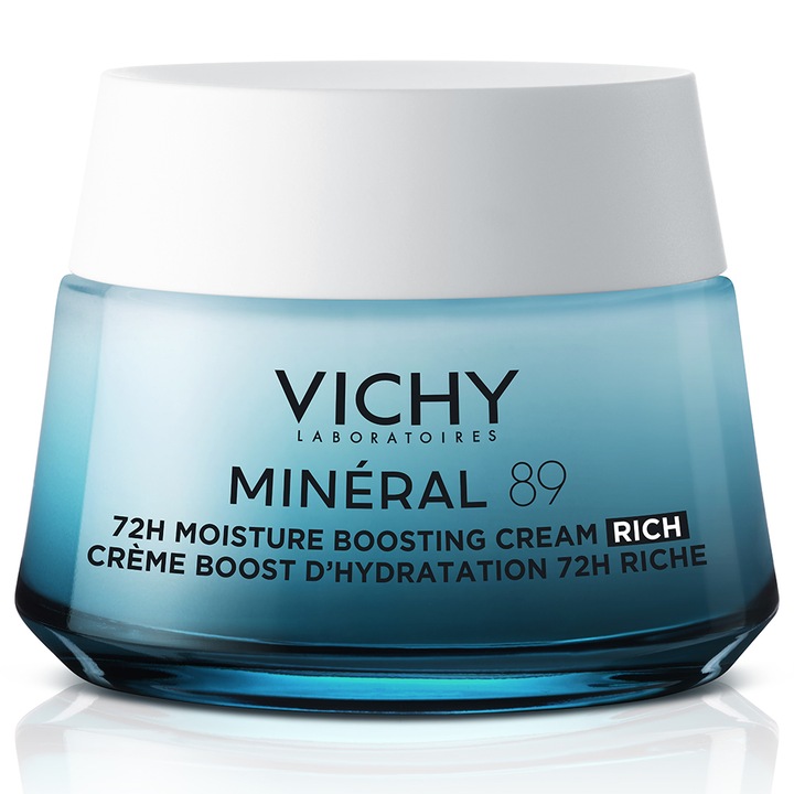 Crema intens hidratanta 72H, Vichy Mineral 89 cu acid hialuronic și niacinamida pentru tenul uscat, 50 ml