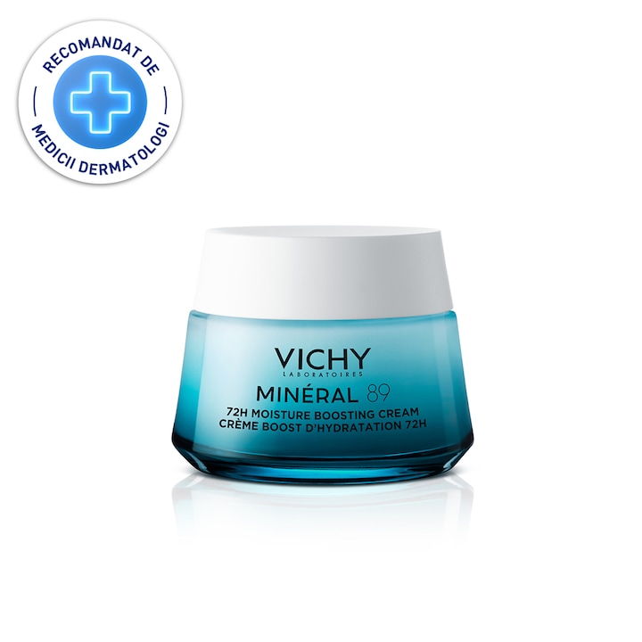Crema intens hidratanta 72H, Vichy Mineral 89 cu acid hialuronic si niacinamida pentru toate tipurile de ten, 50ml