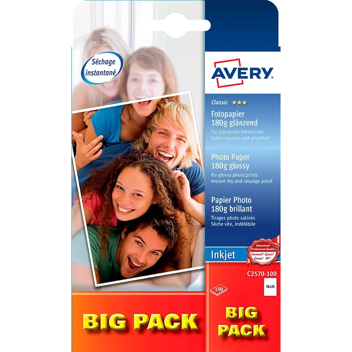 Fotópapír Avery Zweckform Inkjet 170899094 DC-1, 10x15cm, 180g/m2, 100 lap, fényes, fehér