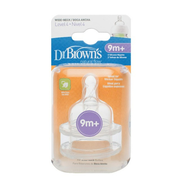 Комплект 2 залъгалки Dr. Brown's, 9 месеца плюс, Силикон