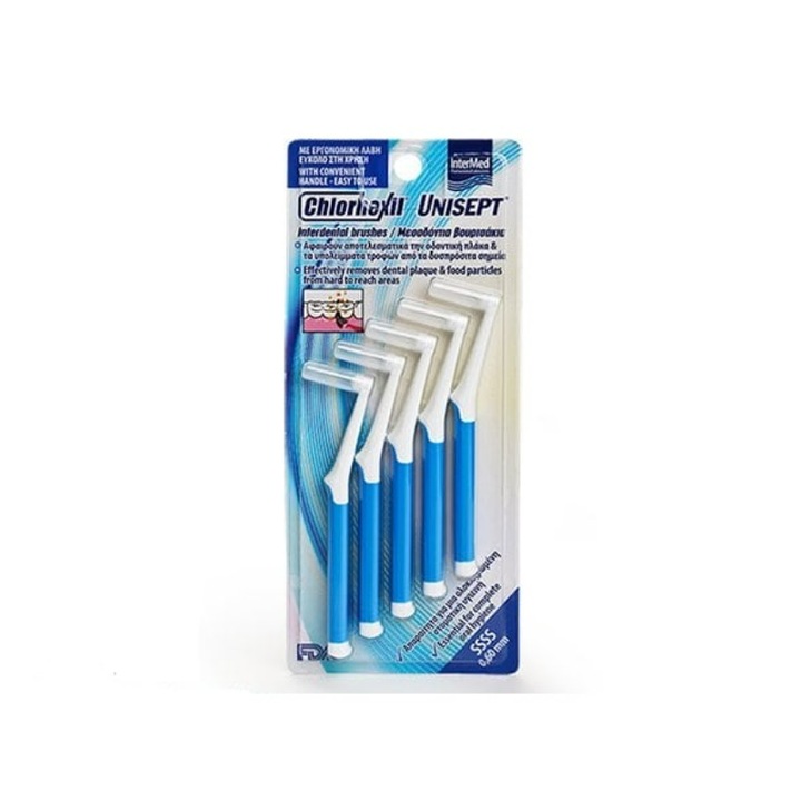 Set 5 periute de dinti interdentare, Chlorhexil, 0.6mm, Albastru