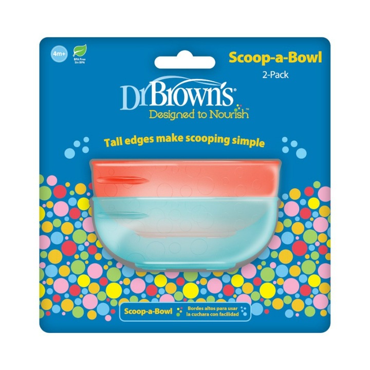 Set 2 boluri copii Dr. Brown's Scoop-a-Bowl, Albastru/Portocaliu