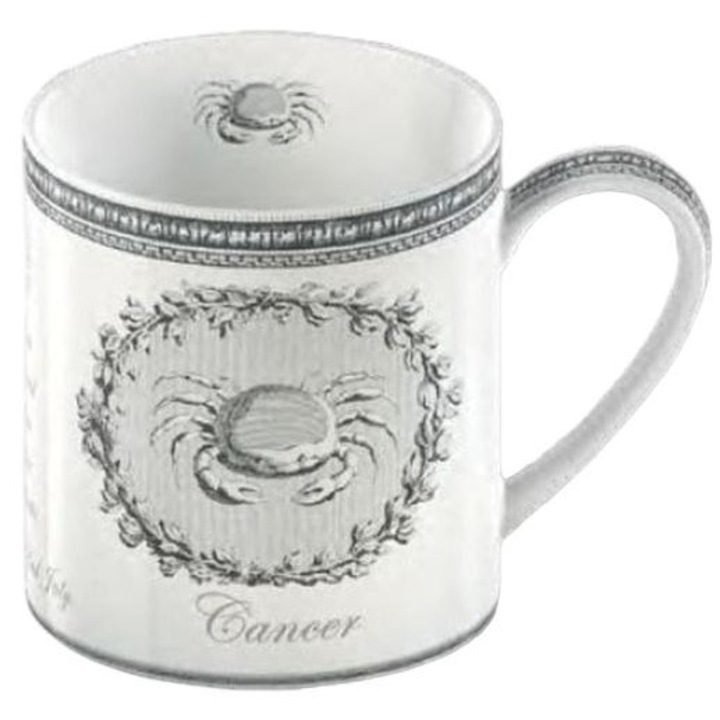 Cana cu semn zodiacal Rac, KitchenCraft, Portelan, Alb