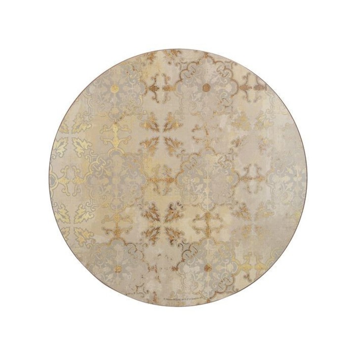 Set 4 servete rotunde, KitchenCraft, pluta, 28.8 x 28.8 cm, auriu/bej