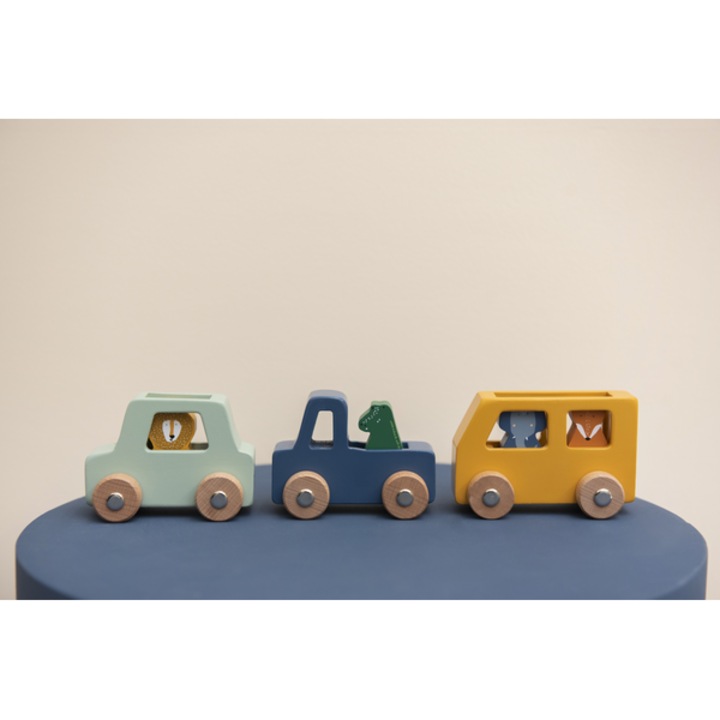 Set 3 masinute copii, Trixie, Lemn, Multicolor