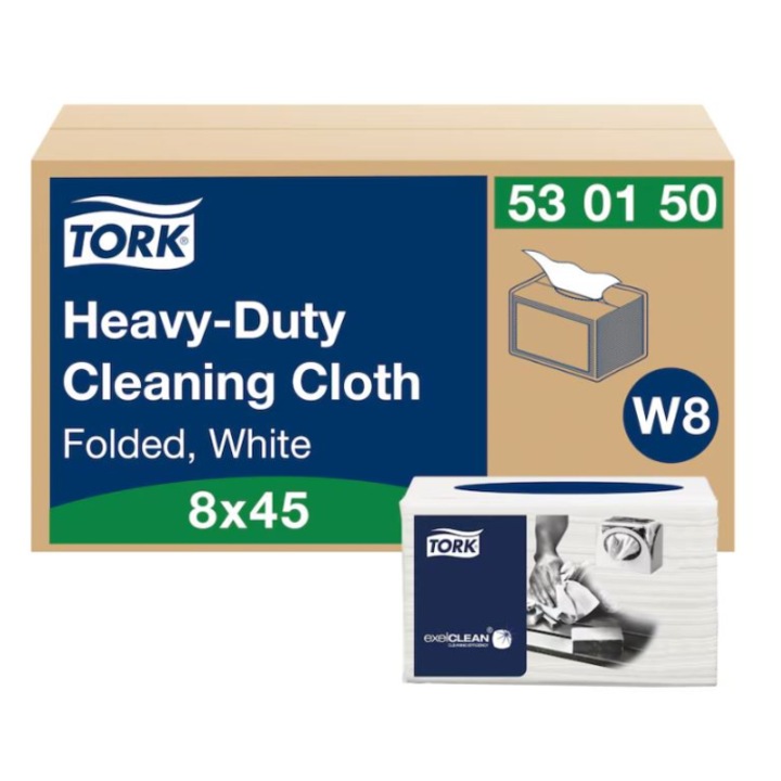 Laveta pentru curatare ultra-rezistenta, Tork, Alb, W8, 530150