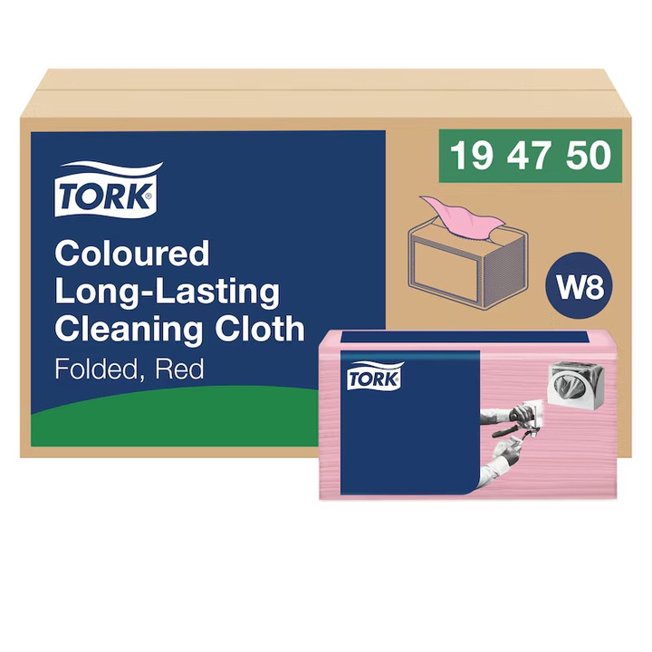 Lavete pentru Curatare cu Utilizare Indelungata, Tork, 40 buc, rosu, W8