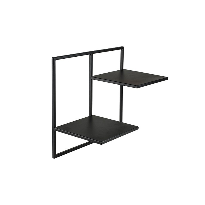 Suport Etajera 2 Ghivece Flori, Model M, Din Metal Rezistent, 38.5 x 20 x 35 cm, Design Compact, Usor de Montat si Intretinut, Ideal Pentru Interior, Potrivit Pentru Plante si Flori, Culoare Negru