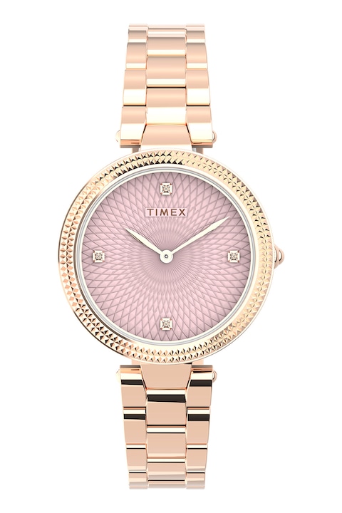 Timex, Кварцов часовник с лого на циферблата - 32 мм, Rose Gold, Розов