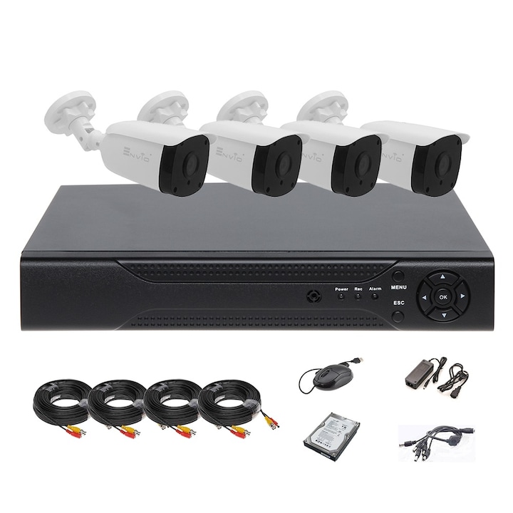 Kit/sistem supraveghere video complet ENVIO cu 4 camere rezolutie 8MP 4K AESS-KIT4CHBFP60H800L-HDD
