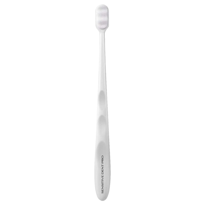 Periuta de dinti ultra moale pentru gingii sensibile, duritate medie, peste 10.000 de peri NANO moi, carcasa protectoare, Sensitive Dent Pro, ALBA