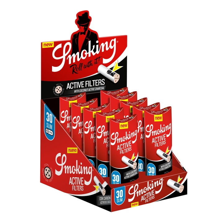 Комплект от 10 керамични филтърни кутии за свити цигари, лули, бонгове с активен въглен Smoking Slim