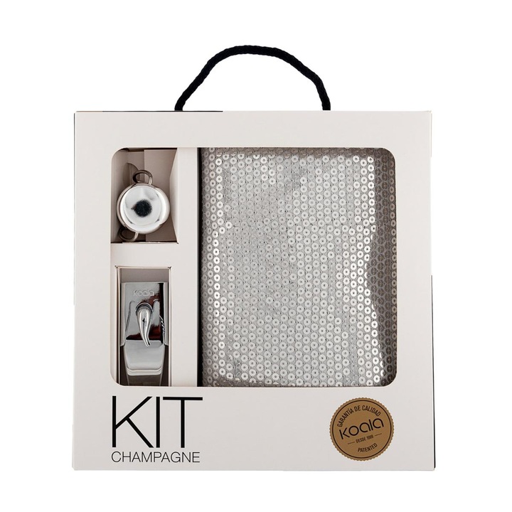 Champagne Deluxe, Koala, készlet hűtőtáskával pezsgő tárolására, sörnyitóval és dugóval