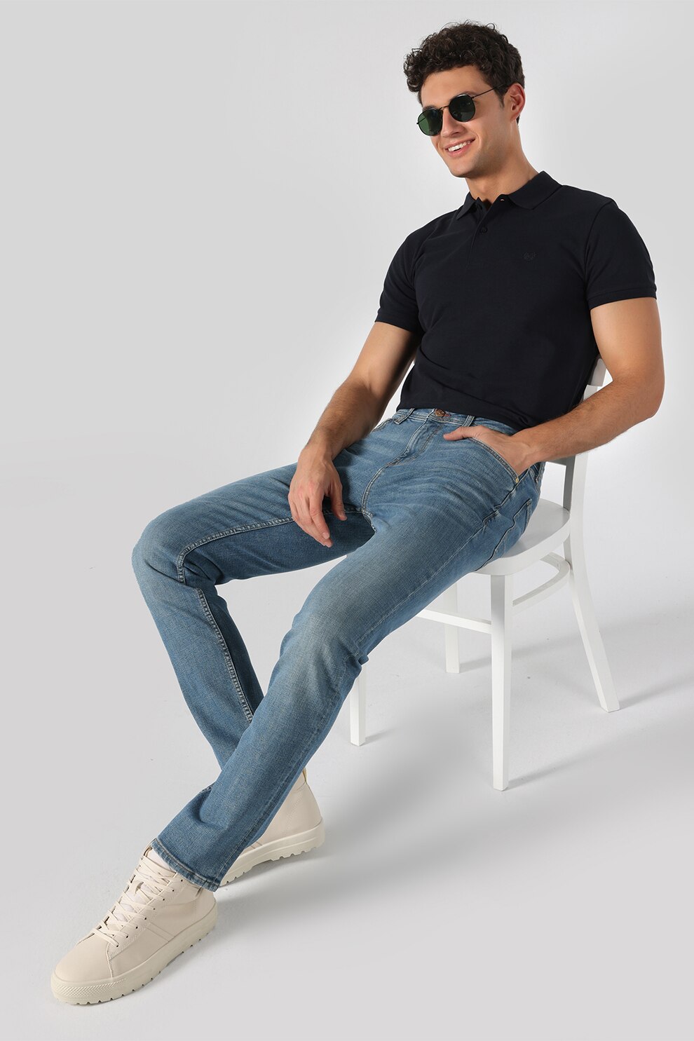 COLIN'S, Blugi regular fit cu aspect decolorat Karl, Albastru pastel, W28-L32