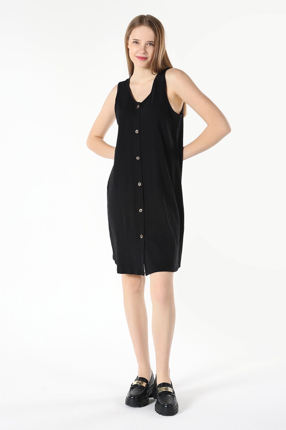 COLIN'S, Rochie mini din amestec de bumbac, Negru, XS