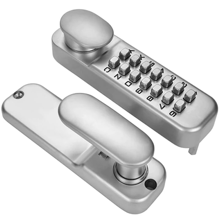 Механична Yala с парола без батерии, работа между -25° и 80°, цинкова сплав, 142 x 42 x 25 mm, сребриста