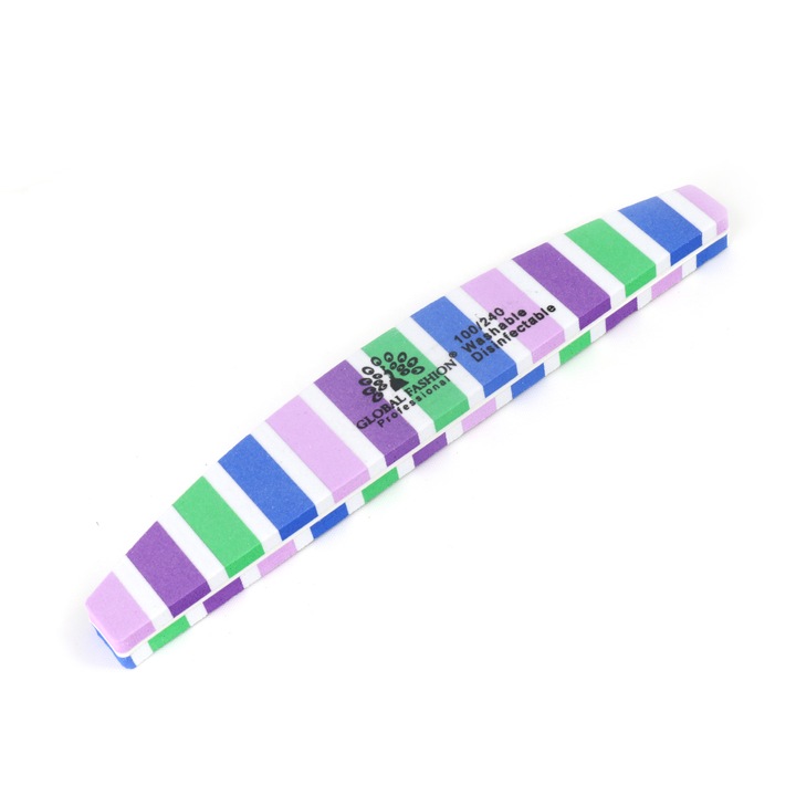 Buffer pentru unghii, Global Fashion, granulatie 100/240, Multicolor