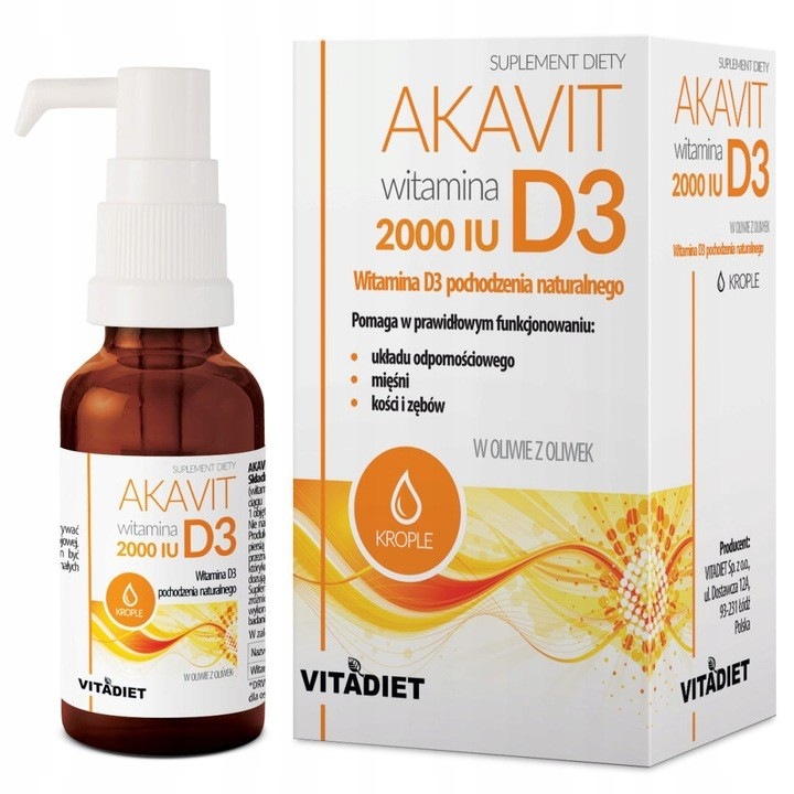 Supliment alimentar, VitaDiet Akavit Vitamina D3 2000IU, 30 ml