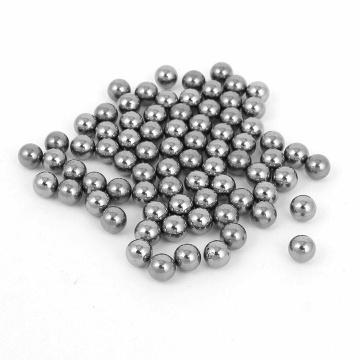 Set 100 bile metalice IdeallStore®, Precision Target, pentru airsoft si prastie, 6 mm, 0.75g, argintiu