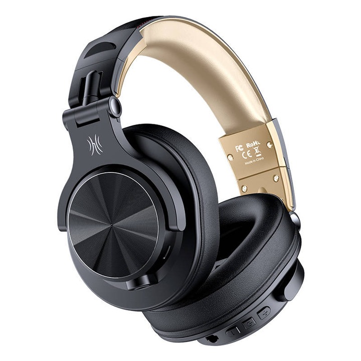 Casti Over the Ear OneOdio Fusion A70, Wireless, Bluetooth 5.2, Microfon, Gold