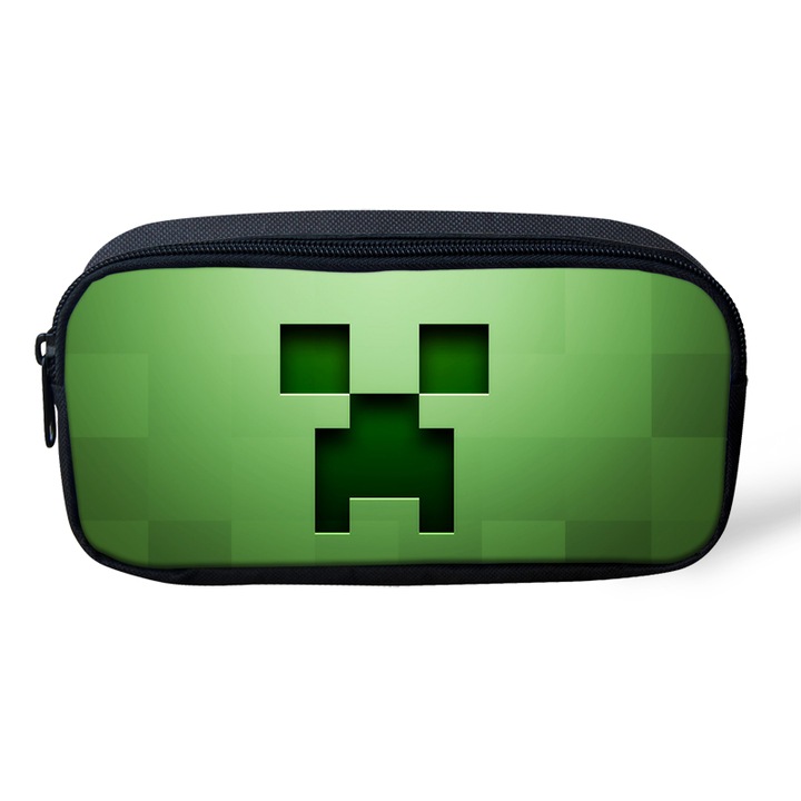 Solluxe Minecraft tolltartó, nem felszerelt, 1 cipzáras rekesz, 22x11x4,5 cm, Creeper