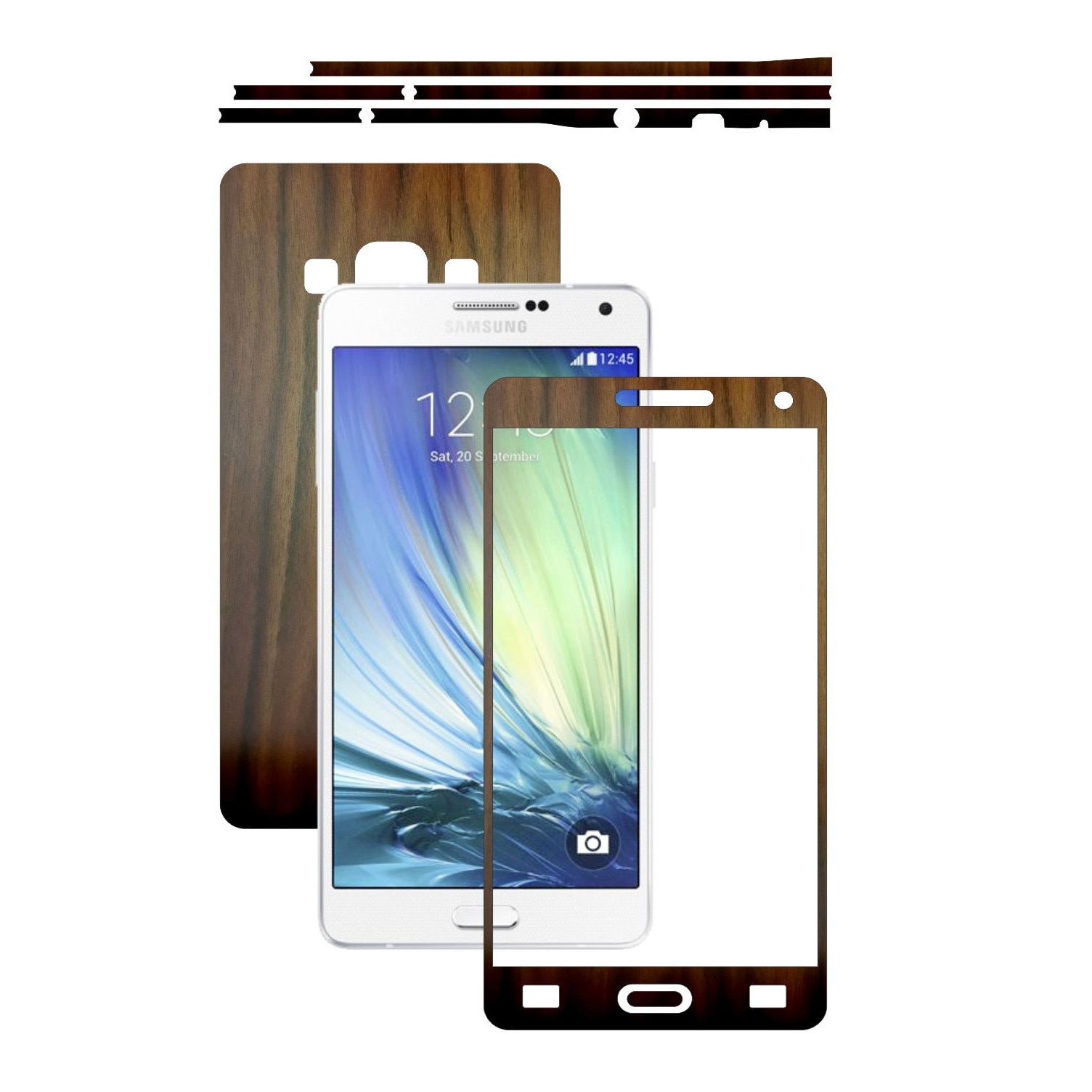 Folie de protectie Carbon Skinz, Husa de tip Skin Adeziv pentru Carcasa, Lemn Nuc Inchis dedicata Samsung Galaxy A7 2015